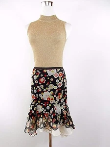 KOOKAI Women's Designer Floral Summer Silk Casual Flare Ruffle Skirt sz S BI62 - Picture 1 of 12