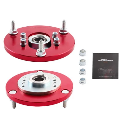 Pair Front Suspension Strut Top Hats for BMW E46 320i 323i 328Ci 330xi M3 Red - Image 1 of 4