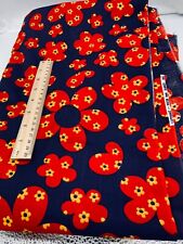 Vintage Peter Pan Fabrics LARGE MOTIF RED NAVY YELLOW FLOWERS BTY Cotton Fabric