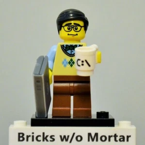 New Genuine LEGO Computer Programmer Minifig with Cup and Laptop Series 7 8831 - Picture 1 of 4