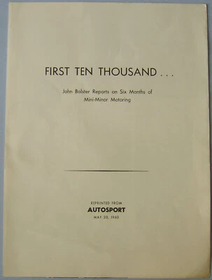 Morris Mini Minor John Bolster Report original reprint from Autosport 1960 - Image 1 of 2