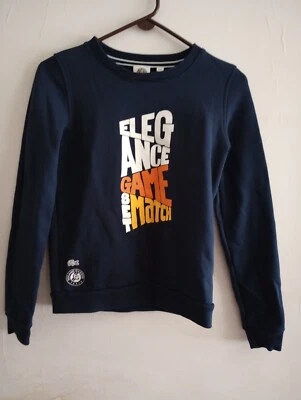 Sudadera para mujer LACOSTE x ROLAND GARROS cuello redondo azul marino logotipos talla 34/S Foto 1 de 4