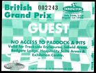 Donington British Grand Prix Motor Sport Racing Guest Pass Ticket Mini Map 1993