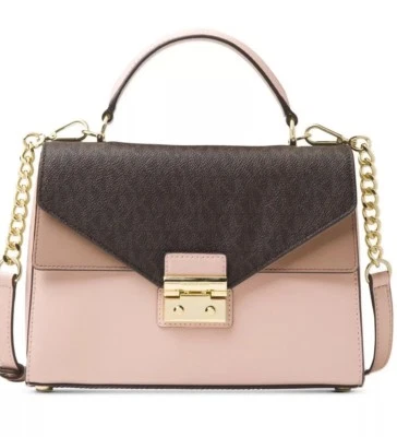 Nuevo Bolso Cartera Michael Kors Sloan Mediano con Asa Superior Mezcla Dorada Cuero Rosa Suave Foto 1 de 4