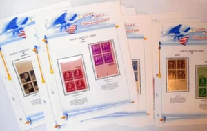 1940 Famous Americans Sc 859-893 MNH set 35 plate blocks on White Ace pages - Picture 1 of 5