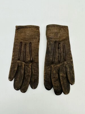 Guantes de cuero antiguos BACMO para niñas sujetadores a presión niños pequeños de colección Foto 1 de 4