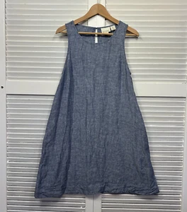 Cynthia Rowley Linen Dress Size Medium Grey Sleeveless Midi Length Pockets - Picture 1 of 9