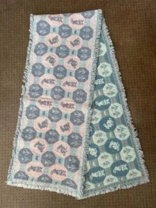 table runner 66 x 12 tapestry Easter bunny rabbit pink blue fringe - Picture 1 of 4
