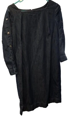 Talbots Size 10 Long Roll Tab Sleeve Blue Denim Jean Dress Midi 100% Cotton - Image 1 of 4