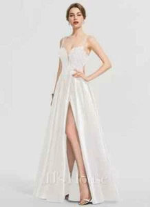 JJ's House Ball-Gown/Princess V-Neck Floor-Length Lace Satin Prom , sz 16 (26) - Picture 1 of 3