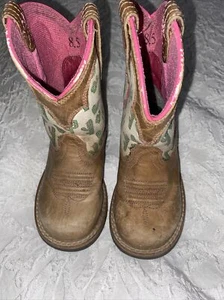 Girls Western Boots Cactus Size 8.5 By Ariat Pink - Picture 1 of 8