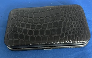 Carino porta carte di credito in finta pelle nera contiene carte di credito, contanti e monete. - Foto 1 di 14