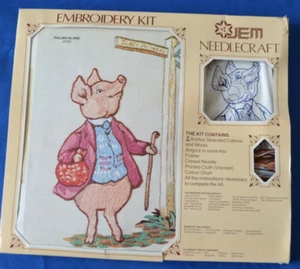 RARO kit ricamo vintage Jem Beatrix Potter 'Pigling Bland' usato mai usato - Foto 1 di 6
