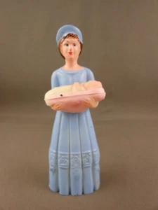 Rare Vtg No 483 3 1/2" Maternity Nurse Figure Blue Dress with Baby Girl in Pink - Picture 1 of 9