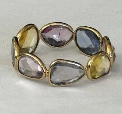 BANDA ETERNIDAD ZAFIRO MULTICOLOR CORTE ROSA AMARILLO 18K TALLA 7,5 Foto 1 de 4