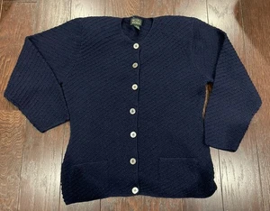 Alcott & Andrews Women Wool Blend Navy Cardigan Shoulder Pads Vtg Size Medium - Picture 1 of 6