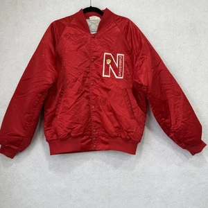 Vintage Nebraska Cornhuskers Bomber Jacket Mens Red NCAA Football Satin 90s - Picture 1 of 10