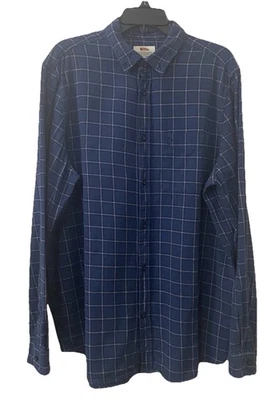 Camisa de franela de ajuste regular grande y alta para hombre. Azul con patrón de cuadros blancos. XXL Foto 1 de 4