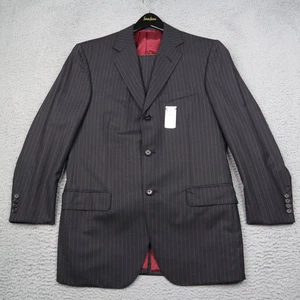 Oxxford Clothes Suit Mens 40R - Pants 34x28 Pinstripe Gray Red Polka Dot Liner - Picture 1 of 24