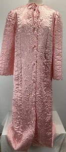 Vtg Cymbae Quilted Satin Robe House Coat Sz Medium Women’s Pink 60s 70s - Picture 1 of 10