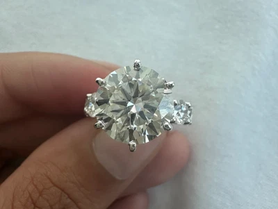 6.00 Ct Round-Cut EF/VS1 Lab Grown Diamond Engagement Ring 14k White Gold - Image 1 of 4