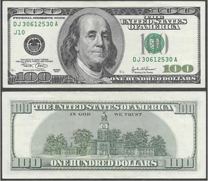 2003 US $100 One Hundred Dollar Bill 'Monochrome' Note (Kansas City Fed Reserve) - Picture 1 of 6