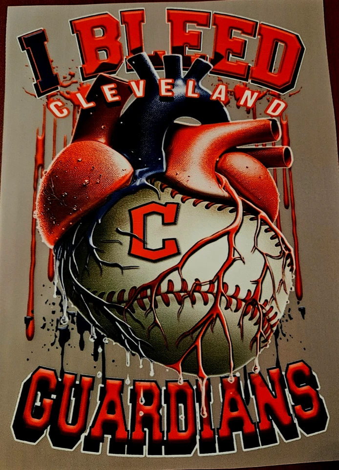 Cleveland Guardians Colorful 8" DTF Heat Transfer Iron On FREE Shipping (C3/5) - Image 1 of 1