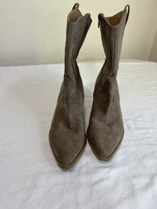 Women’s Size 8.5 Embroidered Western Cowgirl Boots Brown Zip Up Faux Suede - Picture 1 of 6