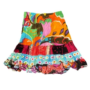 Jams World Hattie Tiered Mini Skirt Ruffle Hawaiian Chablis Size Medium I2 - Picture 1 of 8