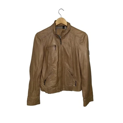 Tan Lamb leather Luxury Leather Moto Jacket Women's Size 6 — 第 1/4 张图片