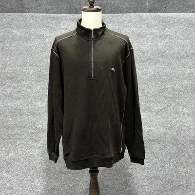 Tommy Bahama Sweatshirt Mens 2XT Brown Half Zip Mock Neck Relax Cotton Marlin - Image 1 of 4
