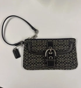 Coach Buckle Wristlet Bag, Small C Monogram Y2K Leather Buckle Black SoHo - Picture 1 of 10