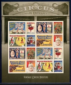 US Forever Sheet of 16 Scott #4898-4905 VINTAGE CIRCUS POSTERS MNH (2014) - Picture 1 of 2