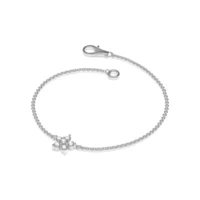 Flower Round Cut Lab-Created CVD Diamond In 950 Platinum Women's Chain Bracelet - Image 1 of 4