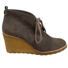 Tory Burch Women's Brown Lace Up Wedge Ankle Boots Size US 7