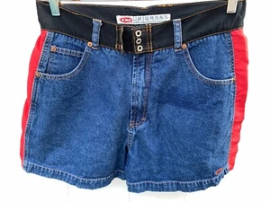 VTG 80's -90s Denim Union Bay Short Shorts 100% Cotton Red Sides Sz 13 Womens - Picture 1 of 4