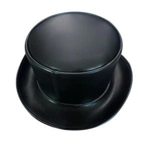 Women Men Top Wide Brim Hat Faux Leather Halloween Costume Steampunk Cosplay Hat - Picture 1 of 10