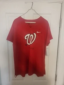 Nike Washington Nationals Women's Red V-Neck Short Sleeve T-shirt Size Xl - Picture 1 of 4