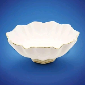 Lenox 6" Round Symphony Footed Scalloped Ivory Serving Bowl 24kt Gold Trim - Picture 1 of 5