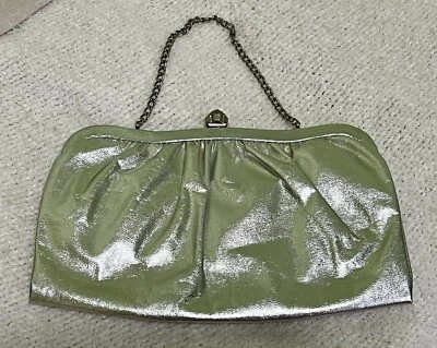 Vintage Metallic Silver LAME Clutch Evening Purse with chain - Image 1 of 4