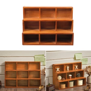 Home Wood 9 Cubes Display Cabinet Wall Mounted/Freestand Storage Shelf Organizer - Picture 1 of 12