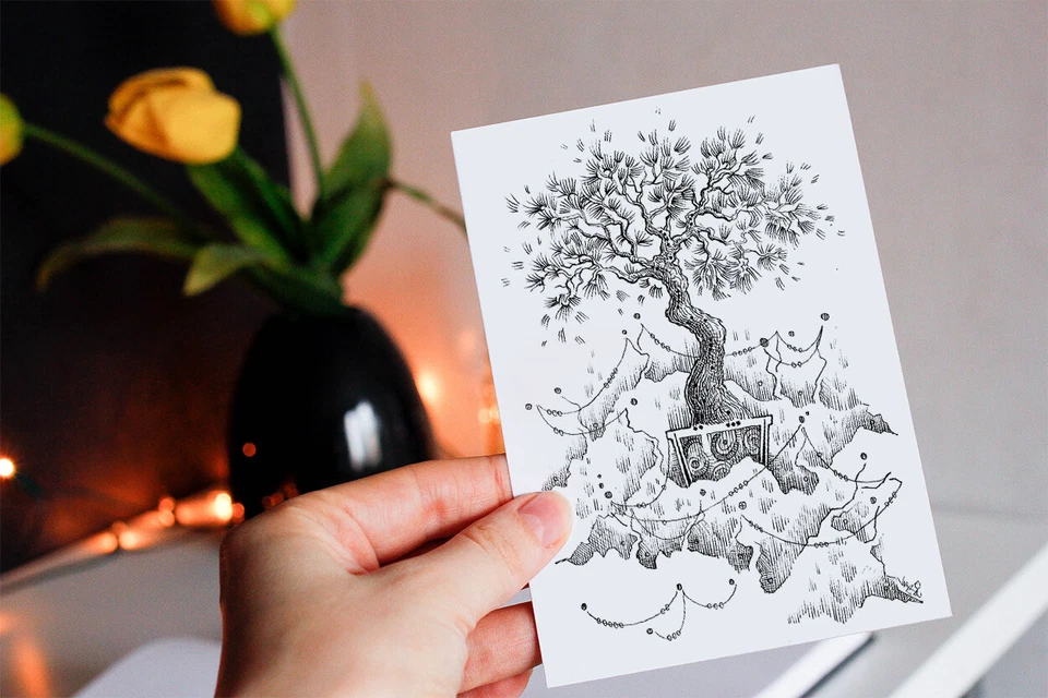 YUGEN BONSAI Bonsai Greeting Card | Soft-Touch Feel | Folded A6 with an Envelope