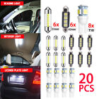 20pcs LED Interior Lights Bulbs Kit Dome License Plate Lamps 6K for Honda Toyota