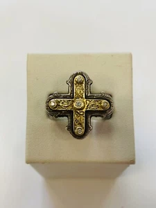 Konstantino 18k Silver Diamond Cross Ring - Picture 1 of 4