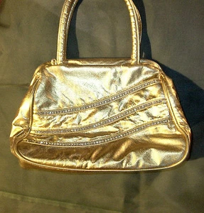 BOLSOS DE MANO VALERIE MONEDERO DE NOCHE CUERO ORO PEDRERÍA HECHO EN EE. UU. - Imagen 1 de 9