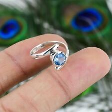 Natural Blue Topaz 925 Solid Sterling Silver Wedding Engagement Partywear Ring