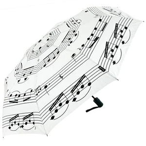Note musicali ombrello pieghevole automatico aperto e chiuso - bianco - Foto 1 di 4