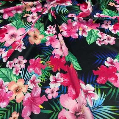 Spandex Fabric 4 Way Stretch / Beautiful Pink and Red Cayennes print by The Yard - Image 1 of 4