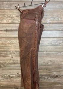 Leder Chaps handgefertigt Western Wildleder Chap Reiten Fransen Hose Wildleder Cowboy - Bild 1 von 3