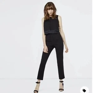 $510 MAJE Women's New XS 1 36 Black Phigeni Crochet Sleeveless Tiered Crop Top - Picture 1 of 12